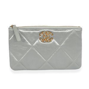Chanel Gray Quilted Satin Chanel 19 O-Case